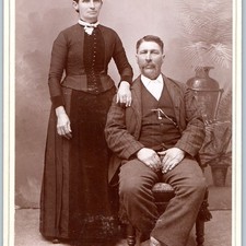 c1890s Houlton, ME Cabinet Card Photo Husband Wife Couple Bryson & Son Maine 6