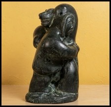 Vintage 1970s Wolf Original Canadian Inuit Style Bear/Hunter Sculpture EW 10.5” picture