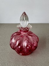 Vintage FENTON Glass CRANBERRY OPTIC Vanity PERFUME BOTTLE   picture
