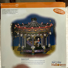 Dept 56 Snow Village Halloween Ghostly Carousel Painted Boxed Multicolor picture