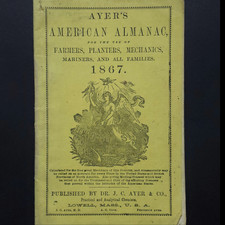 1867 Ayer's American Almanac Farmers Mechanics Mariners Lowell MA Vtg Booklet picture