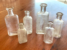 Lot of 6 Antique Druggist Mini Bottles Variety of Locations/Brands See Descrip picture