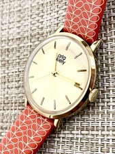 Orla Kiely 1950s Design Orange Genuine Leather Unisex Wristwatch Japan picture