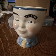 Bailey's Irish Cream Coffee Cups 2pc Set Vintage Blue Bow Winking Face Design picture