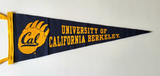 VTG Cal Berkeley Felt Pennant 1970/80's Gold On Dark Blu w/ Bear Paw 25/9in picture