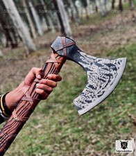 40'' Handmade Carbon Steel Large Berserker Viking Axe Two Handed Axe & Sheath picture