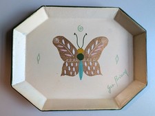 Vintage MCM Georges Briard Hand Painted Metal Butterfly Tray picture