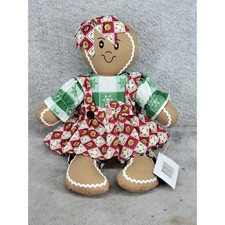 Herco Country Shop Gingerbread Girl Plush Doll 10 Inch Fabric Christmas Decor picture