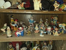porcelain clown collection, some iron peices, vintage, 1960s-1990s picture