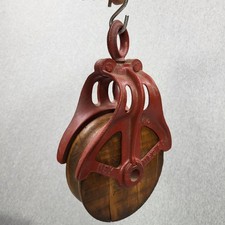 Antique Ney Mfg Co No 160 Cast Iron Wood Barn Hay Trolley Pulley Farm Primitive picture
