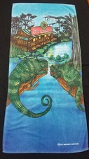 VINTAGE AUTHENTIC BUDWEISER Swamp, Frogs, Lizards BEACH TOWEL - picture
