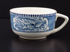 Royal Currier and Ives Blue White Coffee Cup Star of the Road Horse & Carriage picture