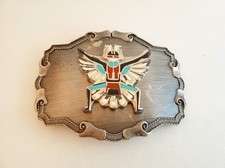 Vintage 70s Raintree eagle dance kachina belt buckle picture