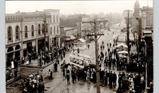 DOWNTOWN STREET PARADE morenci mi real photo postcard rppc picture