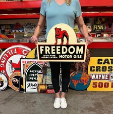 Vintage Style Metal Sign Freedom Motor Oil Bulldog NOT Porcelain 22x16 Made USA picture