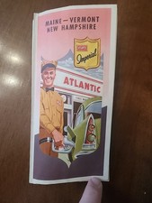 1956 Atlantic Road Map Maine Vermont New Hampshire • Early I‑95 • 1957 Hurricane picture
