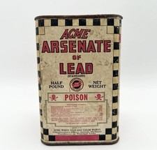 Vintage 30s ACME Arsenate of Lead Poison Tin Can Skulls Chemical Advertising picture