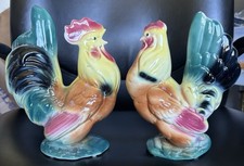 Vintage Rooster and Hen Figurine Pair Royal Copley picture