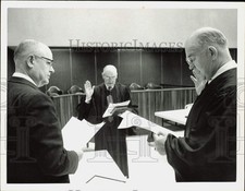 1963 Press Photo J. Edward Stukes, Frances Clarkson, Hugh Campbell at ceremonies picture