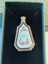 925 Sterling Silver Webster’s Guilloche Enamel Perfume Bottle. picture
