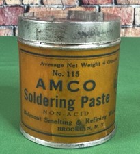 Vintage AMCO # 115 Soldering Paste 4oz Can Full picture