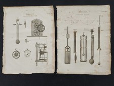 1810s antique HOROLOGY CLOCK 2pc original ENGRAVING from ree's encyclopedia #1 picture