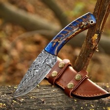 Handmade Damascus Steel Fix Blade Hunting Knife Tactical Skinner PineCone Handle picture