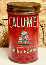 Rare 1920's Calumet Baking Powder 12 oz Tin Vintage Label is in Great Condition picture