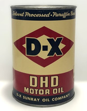 Vintage D-X Sunray Oil Company DHD Motor Oil Metal Quart Can picture