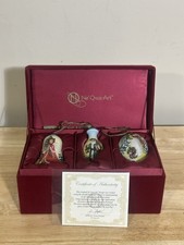 Ne’Qwa Art Christmas Handmade Glass Ornament Box COA Beautiful Set picture