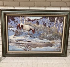 WILLIAM HOFFMAN MONTANA WESTERN ART HORSES SNOW LANDSCAPE SOUTHWEST Print 32x44 picture