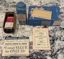 Vintage Fletcher Castoria ZBT Baby Powder Gift Set Original Box Advertising picture