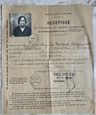 1925 FRENCH IDENTITY CARD - Revenue Stamp, ID Card, Philately, Carte Identité picture