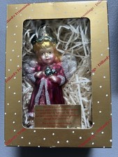 Vintage Dillard’s Trimmings Glass Angel Ornament Germany NIB Hand Painted picture