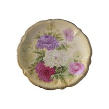 Antique PT Bavaria Tirschenreuth Hand Painted Chrysanthemums Plate Artist Signed picture