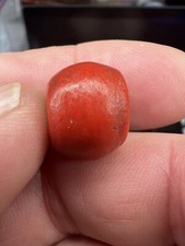 Antique Sherpa fake coral glass bead 15.7 x 11.7 mm artisan collectible superb picture