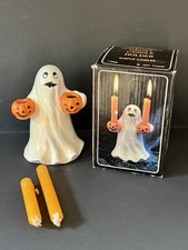 Vintage JSNY Ceramic Halloween Ghost Candle Holder Box & Candles #6668 Taiwan  picture