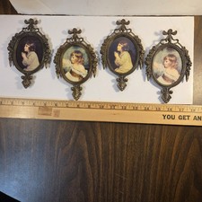 Vintage Victorian Metal Ornate Frames Wall Art Italy Made Circa 1955 Set Of 4 picture