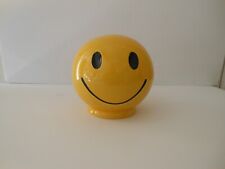 Vintage 1970s Heavy Glazed Ceramic Yellow Smiley Face Bank 6