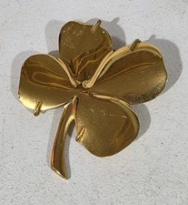 Vintage 1984 Gerity 24k Gold Plated 4 Leaf Clover Shamrock Wall Hang 5