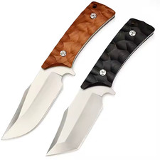 Fixed Blade Knife D2 Steel Rosewood or Ebony Handles - Hunting Leather Sheath picture
