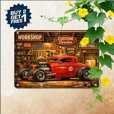 Vintage Garage Automotive Print Hot Rod Car Tin Sign Retro Muscle Car Art picture