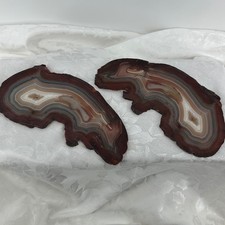 Natural Agate Slices Set Brown Rust Polished Stone Geode Slabs Home Decor Boho picture