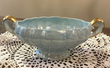 Blue Lusterware Bowl Pearl China Co. Scalloped Edge 22K Gold Trim USA picture