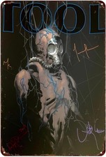 Vintage Tool Band Tin Metal Signs, Dark Gothic Gas Mask Art, 12x8 Inches, Wall D picture