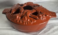 Vtg L.L.Bean John Wright Cast Iron WoodStove Steamer PineCone-Reddish Brown picture