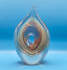 1995 Karnig Dabanian Signed Studio Art Glass Hollow Teardrop Open Aperture. picture