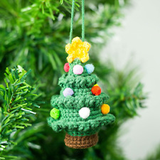 Christmas Tree Handmade Crochet Christmas Ornament, Christmas Tree Knitted Rear  picture