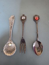 3 VTG Souvenir Spoons   Silverplate Stainless unusual picture
