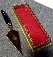 Vintage Mason's Trowel Letter Opener By Park Sherman,n Original Box Gold & Black picture